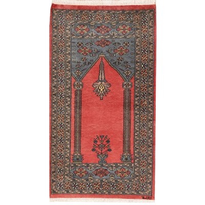 One-of-a-Kind Harlamert Hand-Knotted New Age 2'6" x 4'6" Wool Area Rug in Indian Red - Image 0
