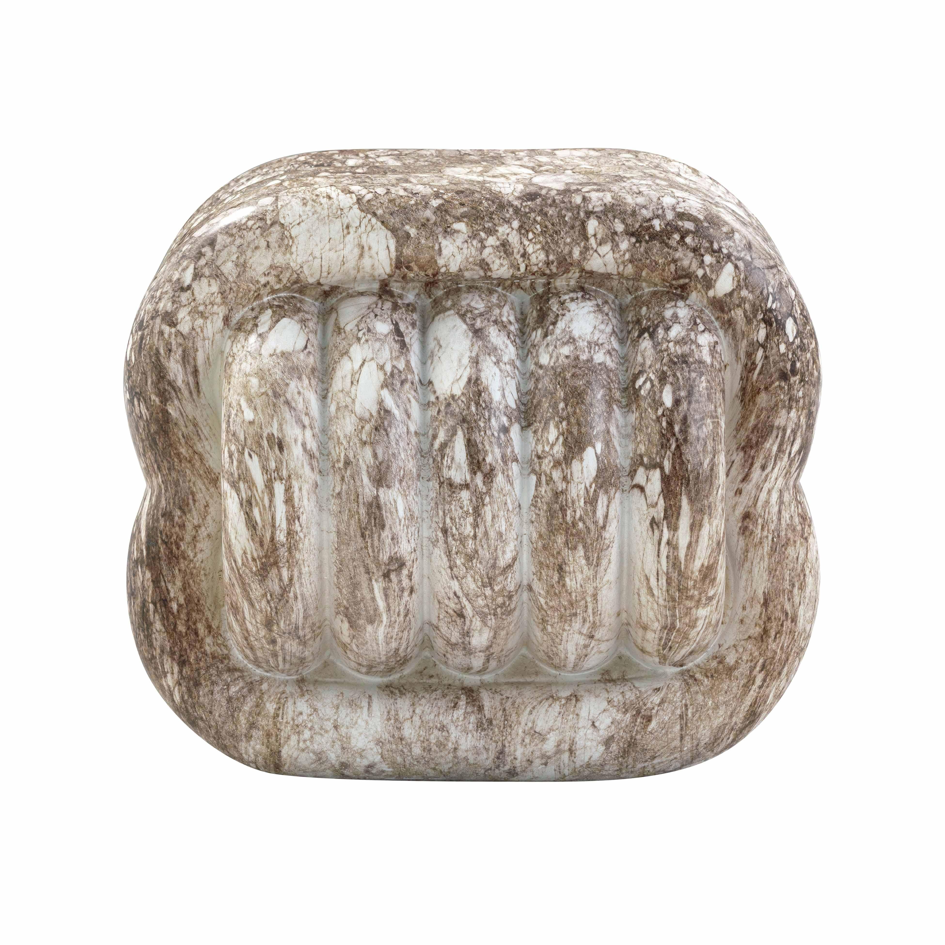 Love Knot Breccia Capraia Faux Marble Indoor / Outdoor Accent Stool - Image 2