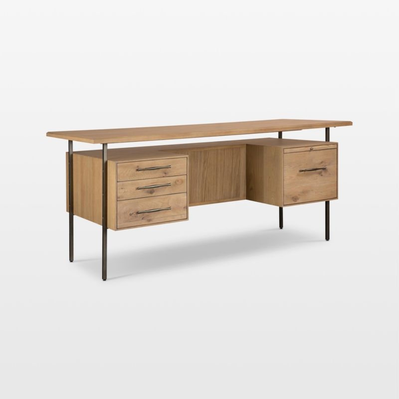 Sedgwick Solid Oak Wood Desk with Storage - Image 2