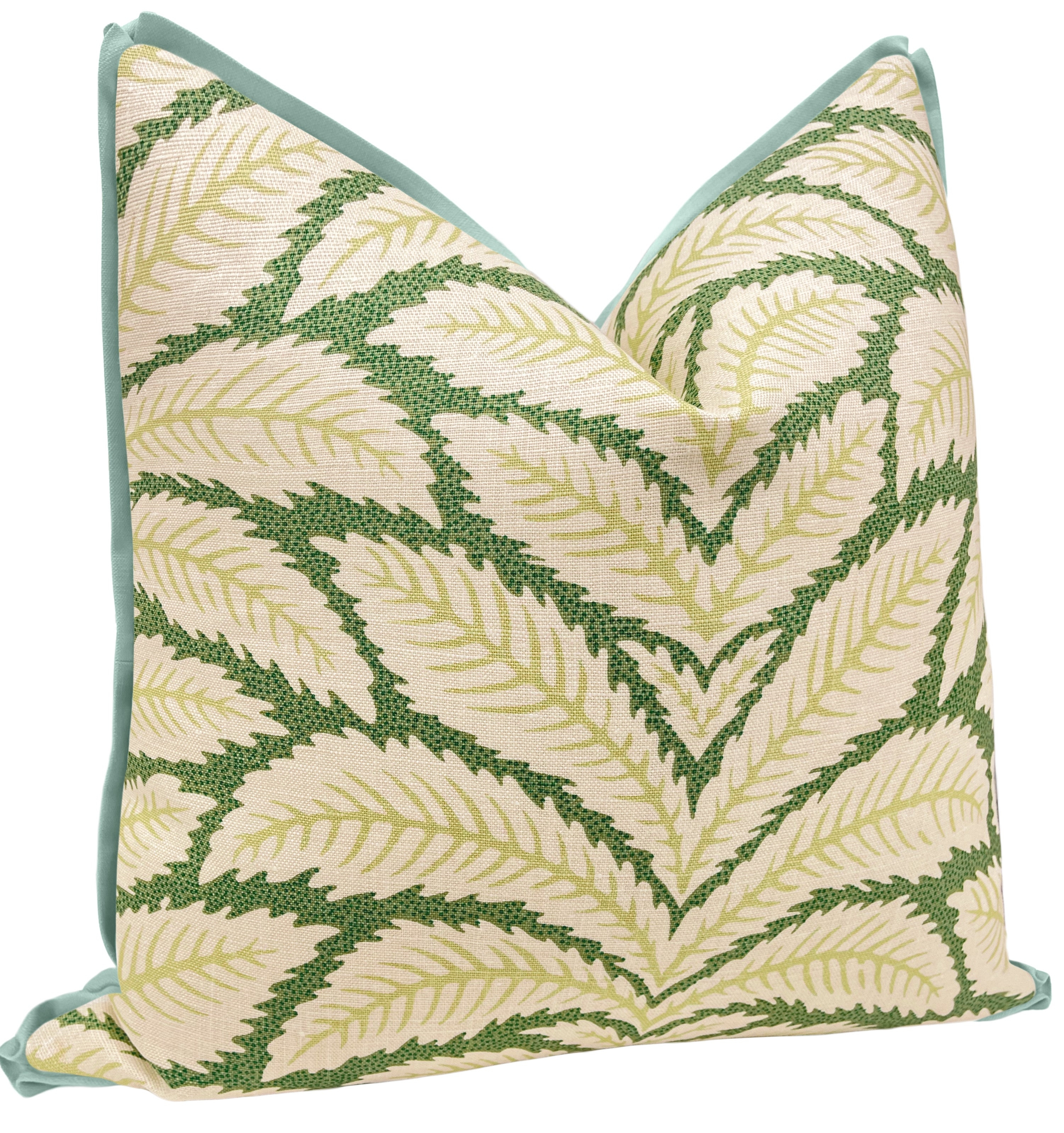 TALAVERA LINEN // LEAF | BRUNSCHWIG & FILS - SAMPLE 4" X 4" / BUTTERFLY FLANGE / Spa Blue - Image 1