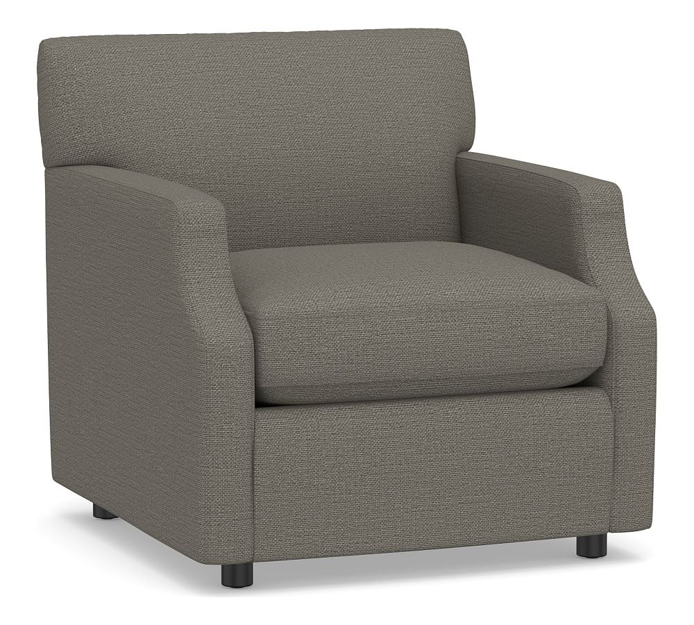 SoMa Hazel Upholstered Armchair, Polyester Wrapped Cushions, Chunky Basketweave Metal - Image 0