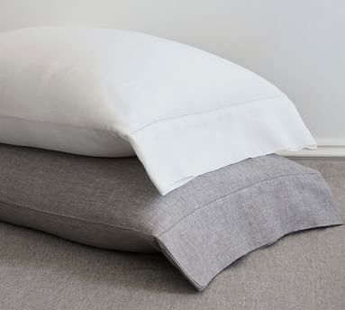 Belgian Flax Linen Pillowcases, Standard, Chambray, Set of 2 - Image 5