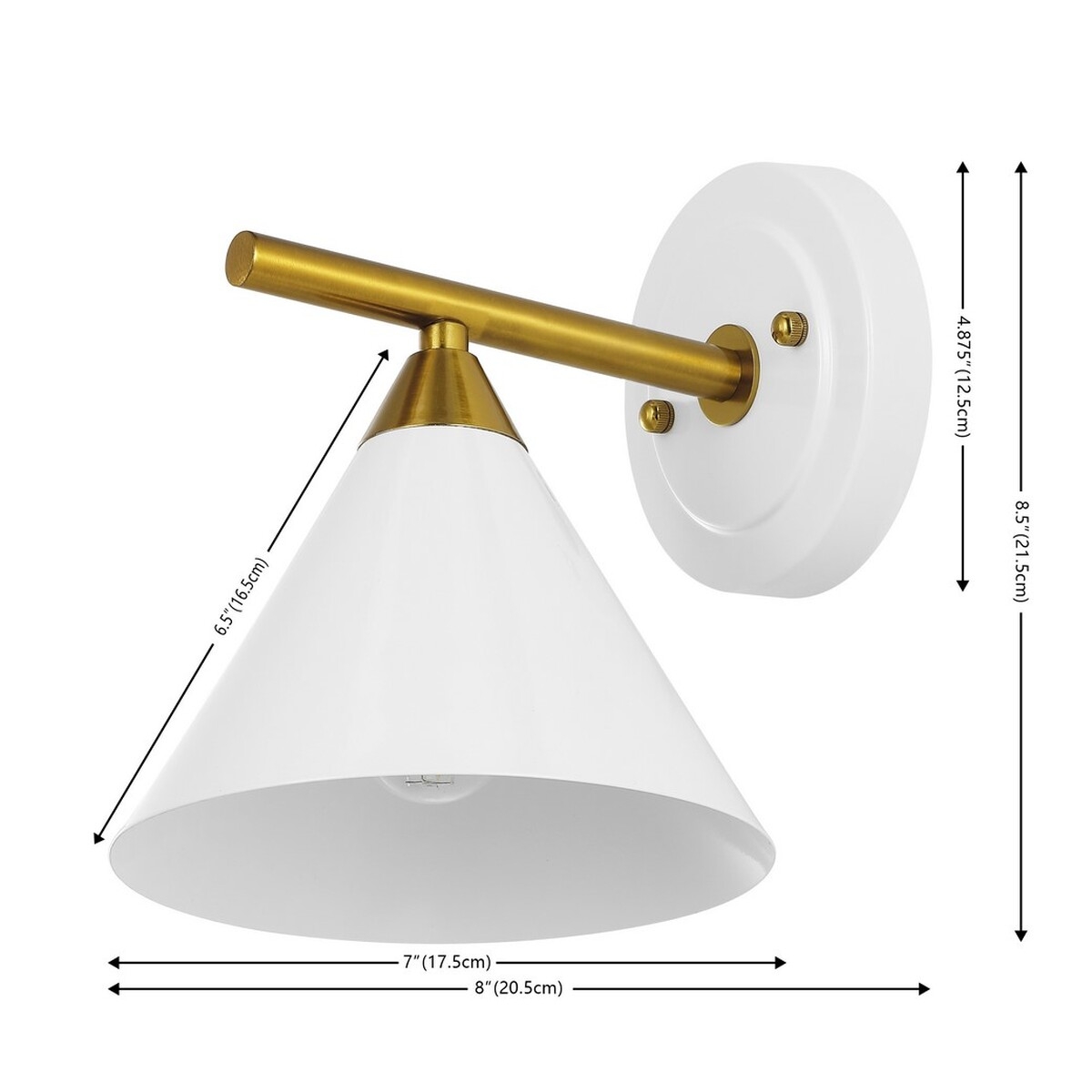 Wyanet 8" Wall Sconce - White / Brass - Safavieh - Image 5