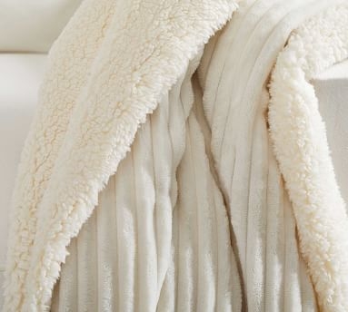 Ridgeline Sherpa Back Throw Blanket, 50 x 60", Ivory - Image 1