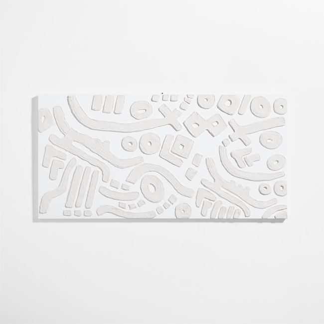 "Shout at the River" White Abstract Hand-Painted Wall Art 36"x72" by Lisa Whittington - Image 0