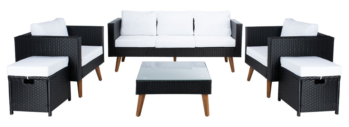 Presla 6 Pc Living Set - Black/White - Safavieh - Image 0