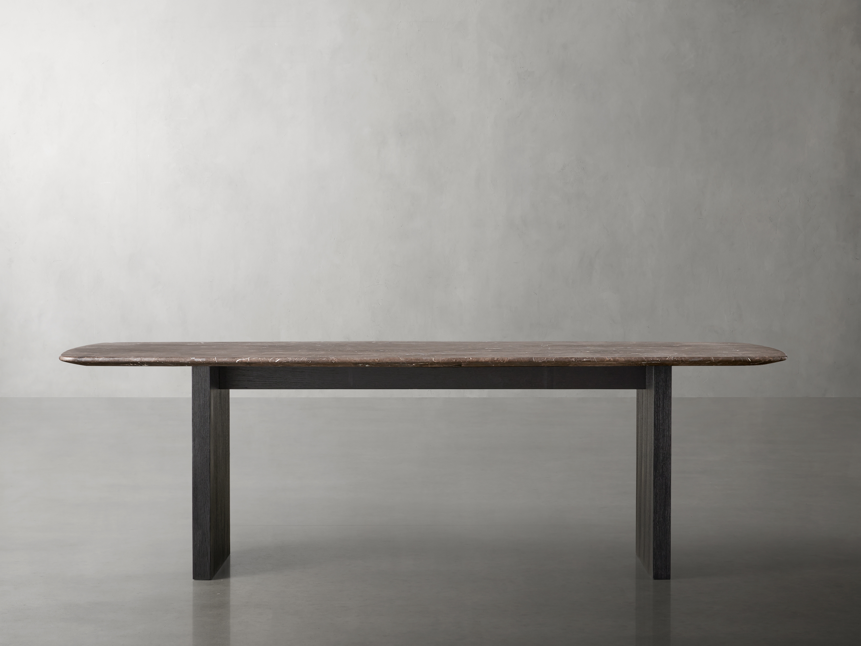 Saint Germain Top Dining Table with Wood Clement Base Stone in Brown  Espressso/Ebony 96" - Image 0