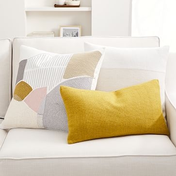 Silk Handloomed Pillow Cover with Down Alternative Insert, Stone White, 20"x20" - Image 3