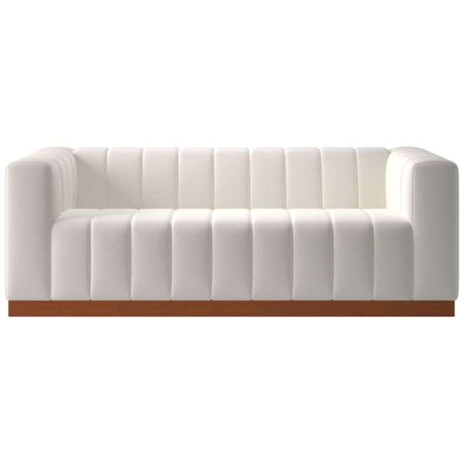 Forte 81" Coverlet Snow Sofa with Walnut Base - Image 0
