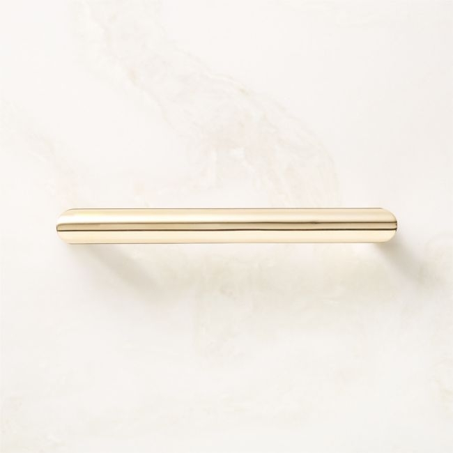 Curveaux Unlacquered Polished Brass Cabinet Handle 5'' - Image 0