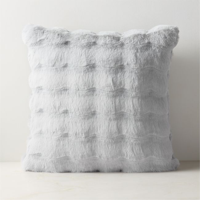 Farleigh Iced Blue Faux Fur Throw Pillow Cover 20"x20" - Image 0