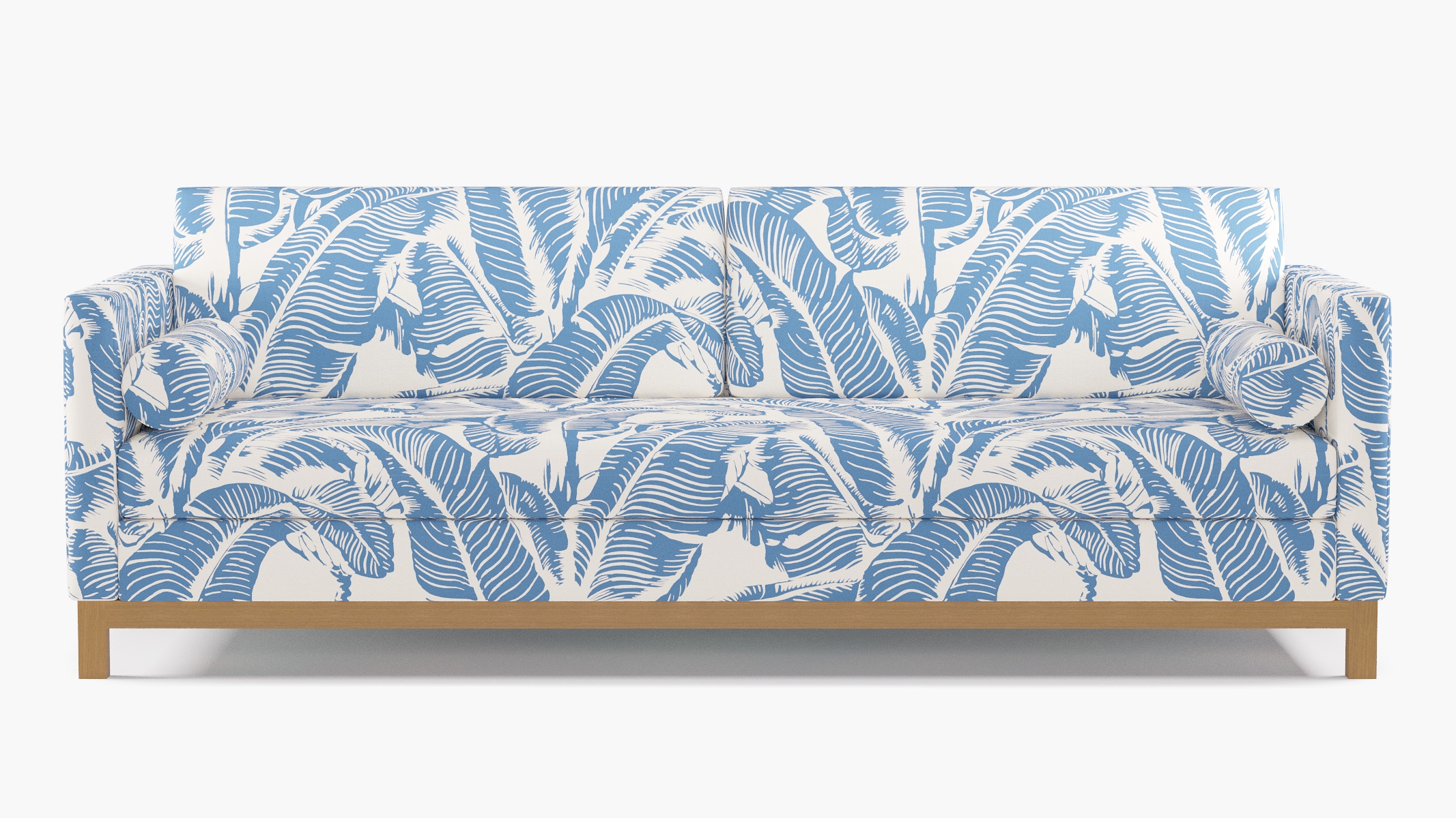 Tailored Tuxedo Sofa, Cornflower Martinique® Encore, Natural Wood Rail - Image 0