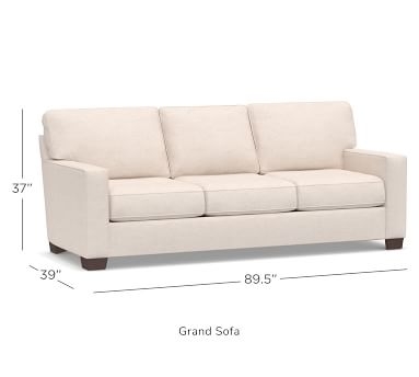 Buchanan Square Arm Upholstered Grand Sofa 89.5", Polyester Wrapped Cushions, Performance Heathered Basketweave Platinum - Image 5