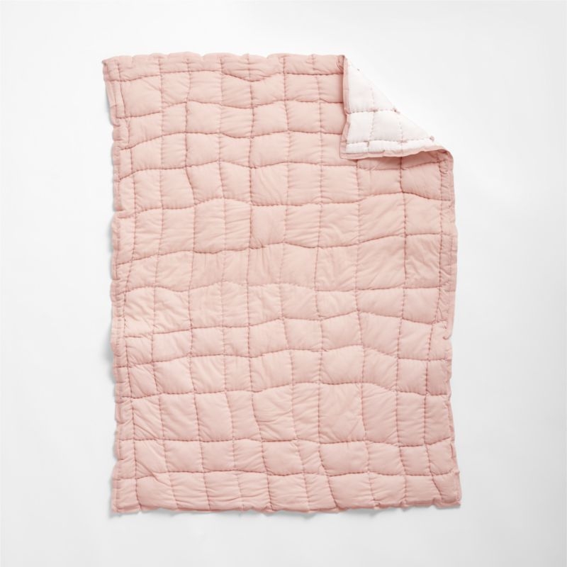 Wonky Grid Light Pink Crib Quilt - Image 4