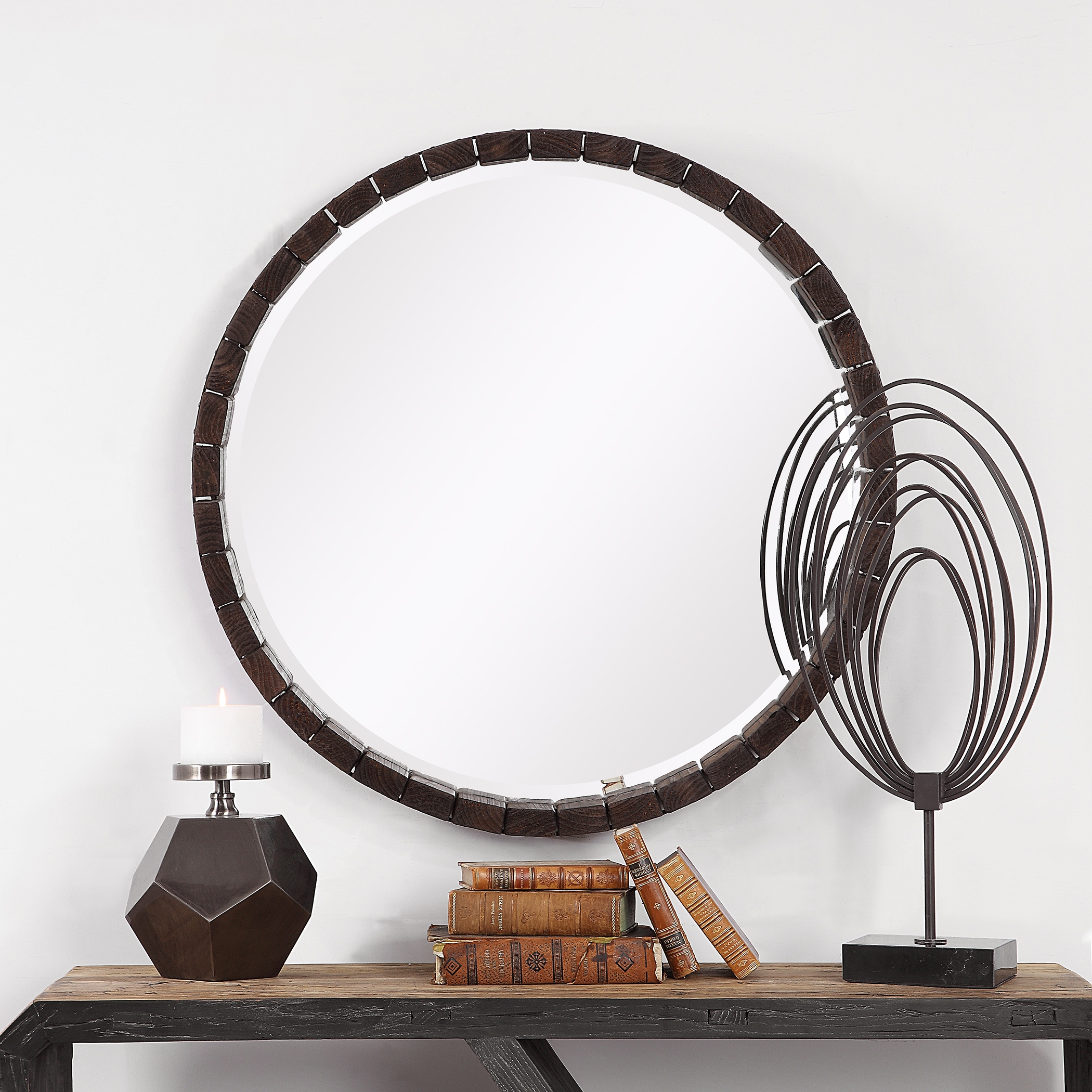 Islay Dark Oak Round Mirror - Image 0