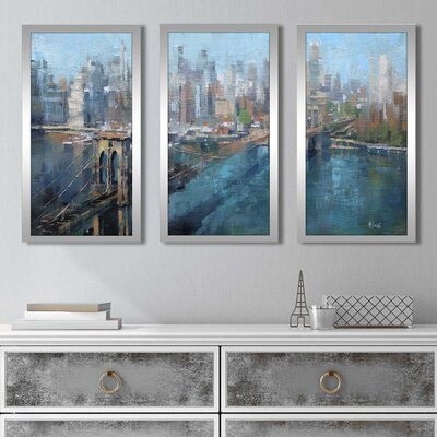 "Brooklyn Bridge" By Mark Lague 3 Piece Print On Acrylic - Image 0