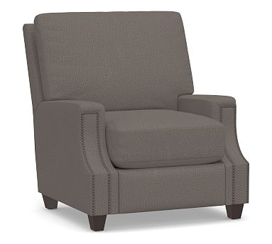 James Square Arm Upholstered Recliner, Down Blend Wrapped Cushions, Performance Heathered Tweed Graphite - Image 0