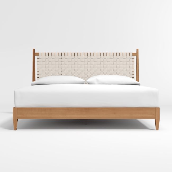 Rio White Leather and Wood King Bed - Image 0