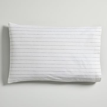 Washed Cotton Melange Simple Stripe Sheet Set , Standard Pillowcase Set, Light Heather Gray - Image 0