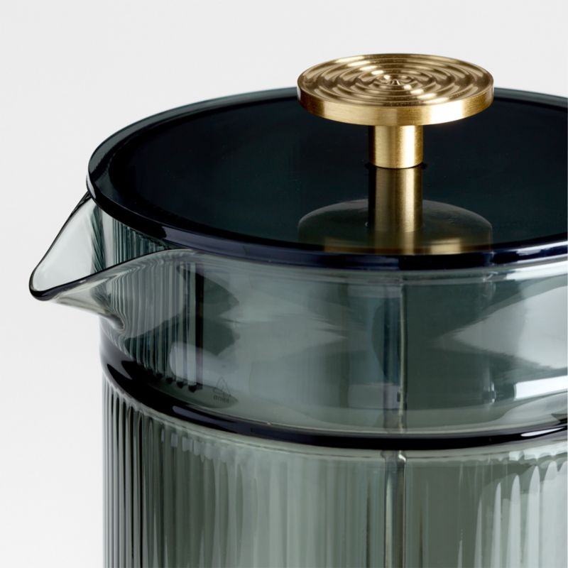 Bodum x Crate & Barrel Verona Smoke Double Wall French Press with Brass Knob - Image 2