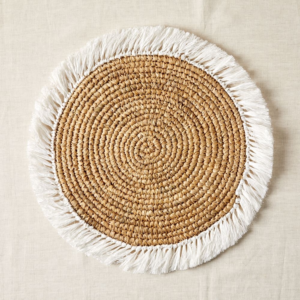 Woven Brights Collection, Placemat, Natural + Stone White - Image 0
