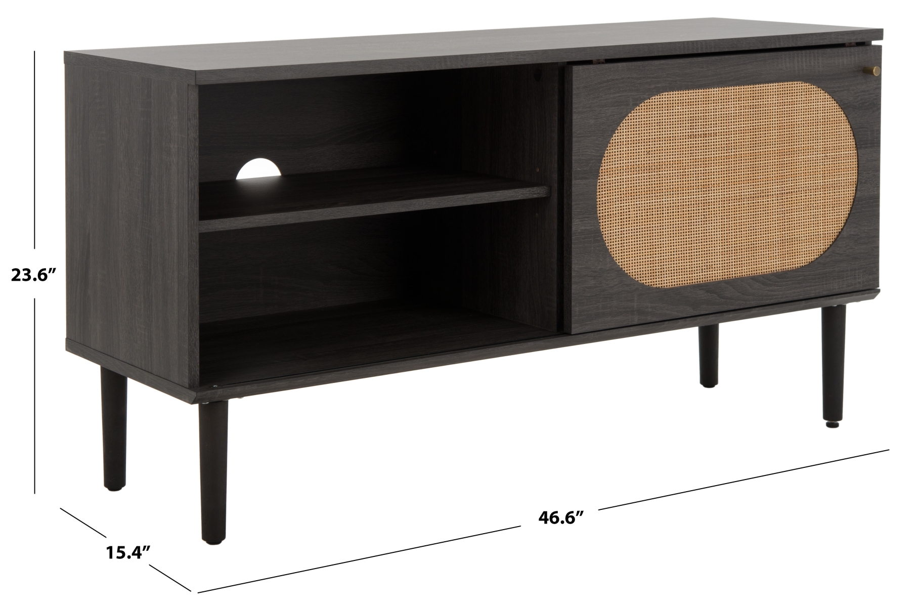 Claude 1 Door 2 Shelf Media Stand - Distressed Black / Natural - Safavieh - Image 9