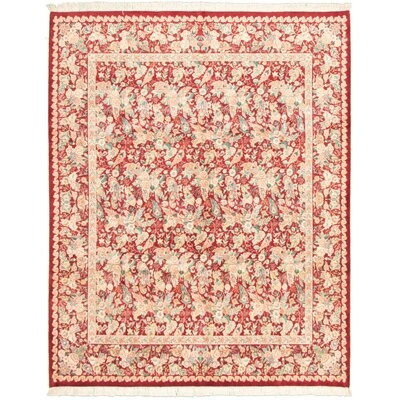 One-of-a-Kind Naropa Hand-Knotted 2010s Tabriz Dark Red/Ivory 8' x 10' Wool Area Rug - Image 0