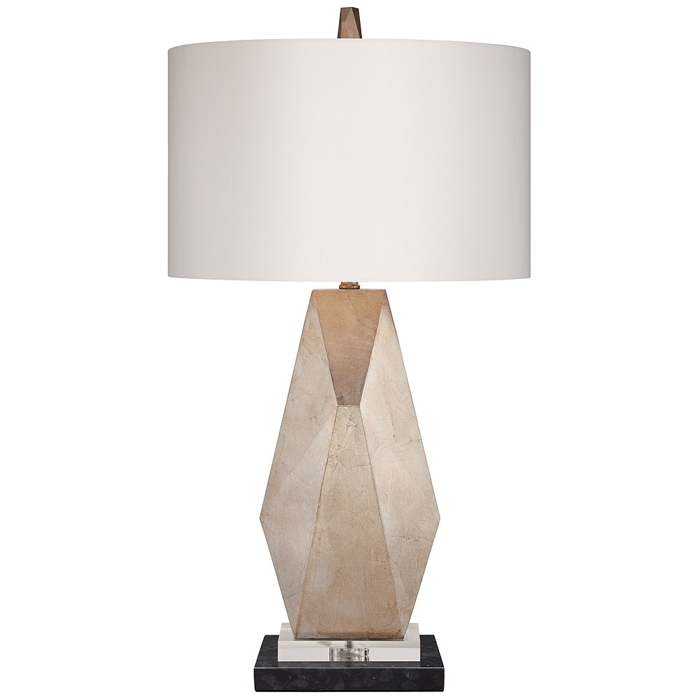 Possini Euro Champagne Gold Table Lamp with Black Marble Riser - Image 0