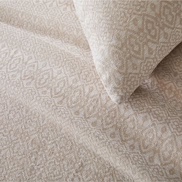 European Flax Linen Cotton Geo Jacquard Duvet, Euro Sham, Indigo - Image 3
