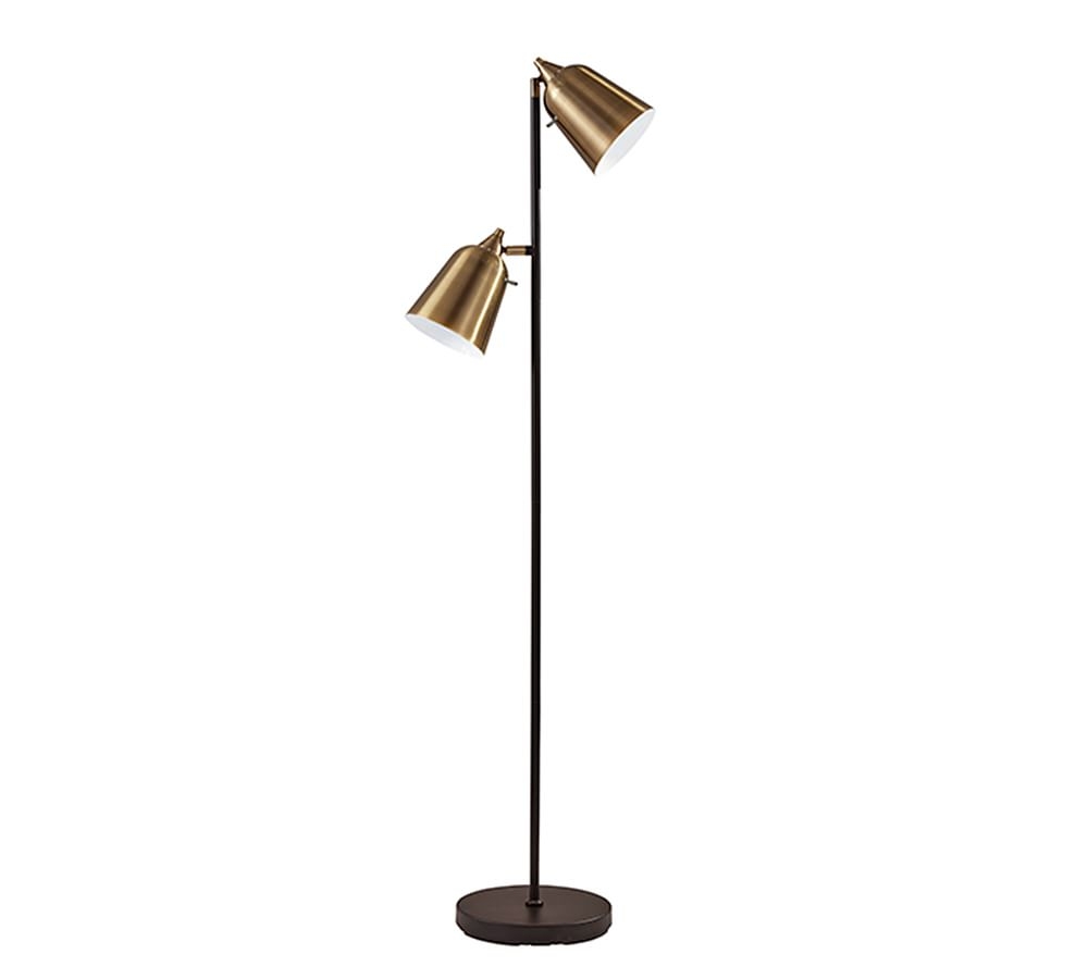 Grande Metal Floor Lamp, Matte Black & Antique Brass - Image 0