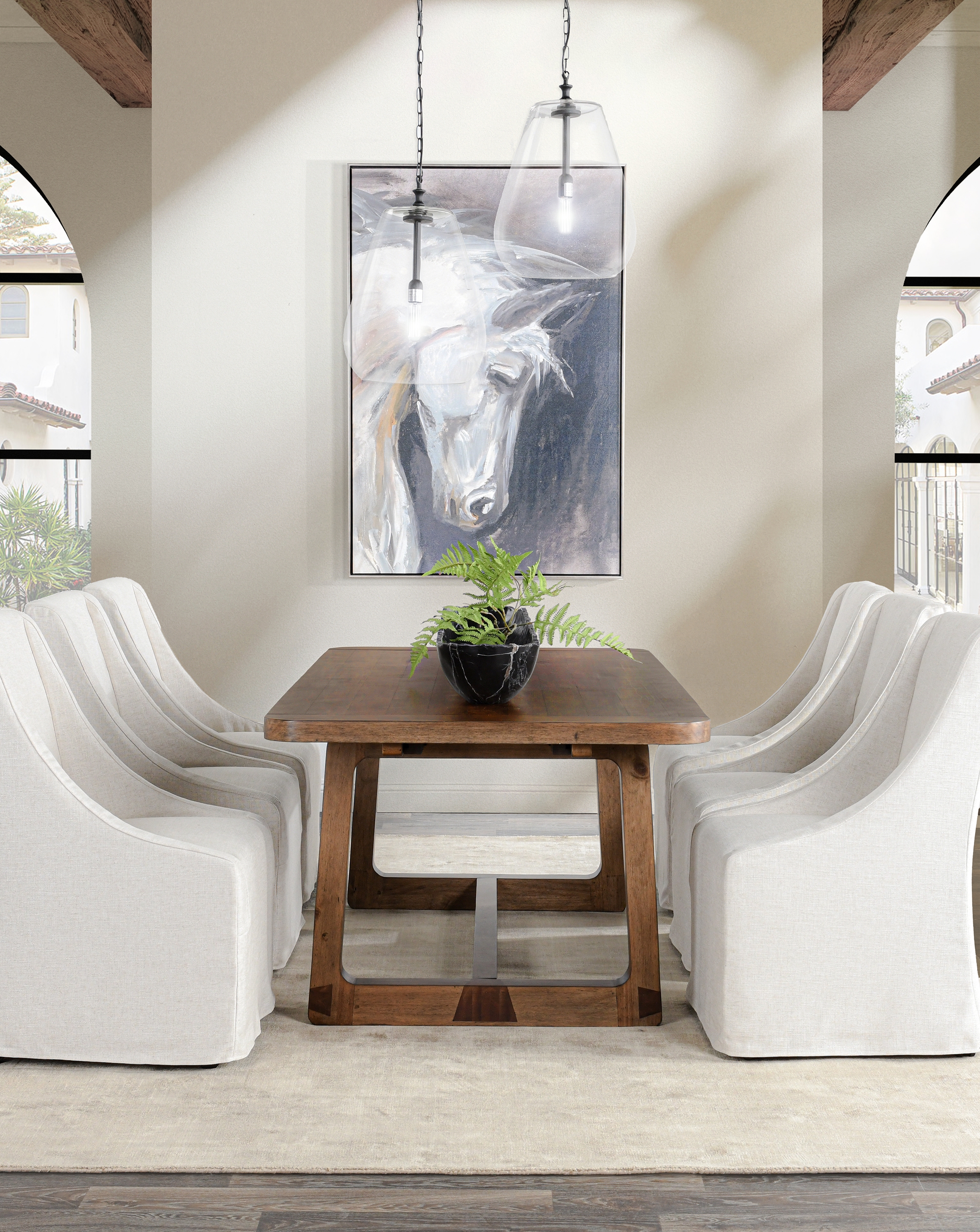 Lyra Pine Wood 80-110" Ext Dining Table Smoke Brown - Image 6