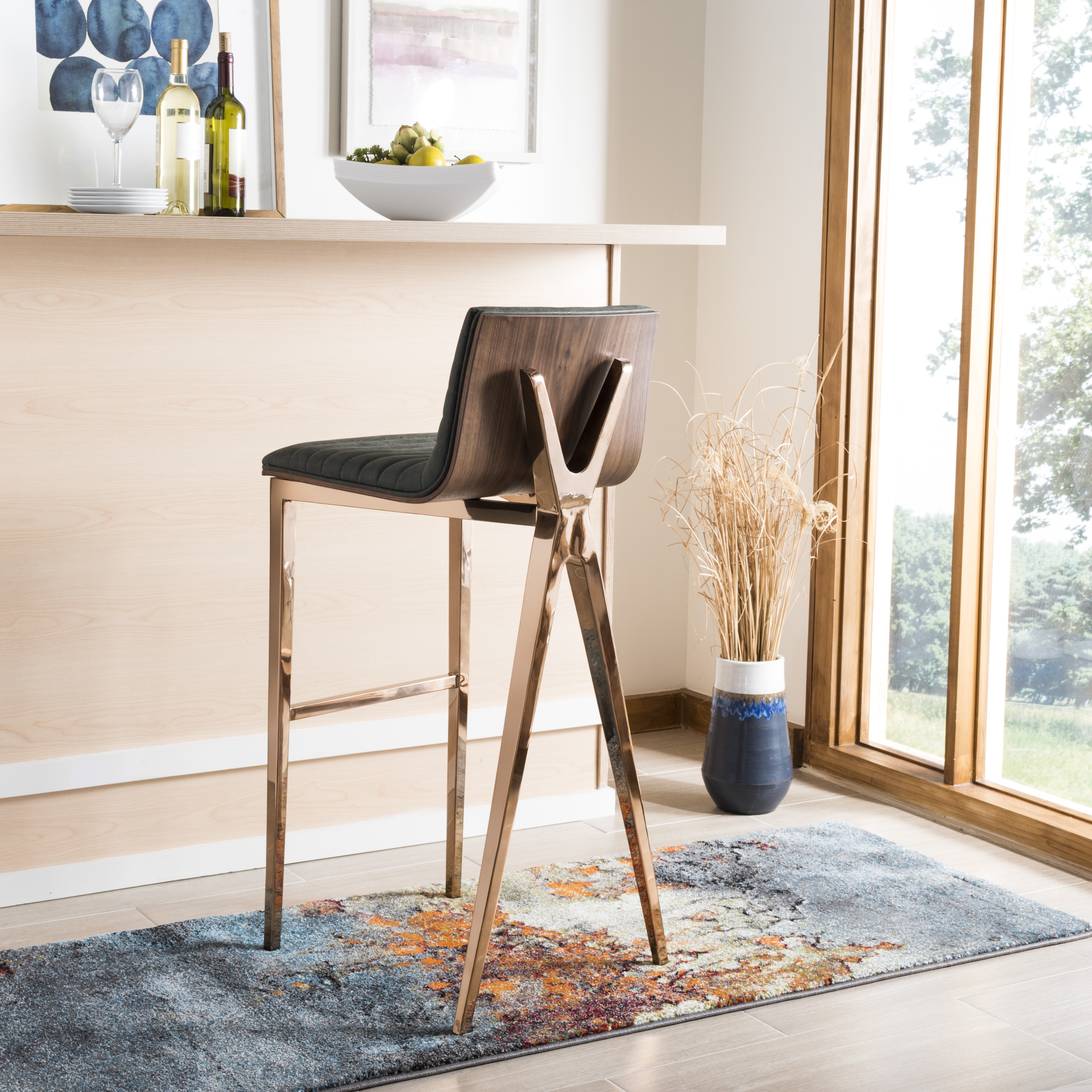 McKay BarStool - Ash Green/Copper - Safavieh - Image 2