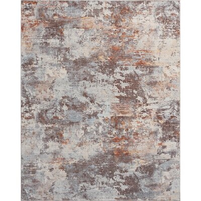 Abstract Brown / Blue / Grey Modern Area Rug - Image 0
