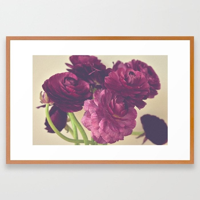 Romantic Ranunculus Framed Art Print by Olivia Joy St.claire - Cozy Home Decor, - Conservation Pecan - LARGE (Gallery)-26x38 - Image 0