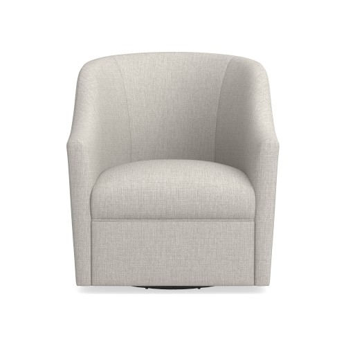 Porter Swivel Armchair, Standard Cushion, Perennials Performance Melange Weave, Oyster - Image 0