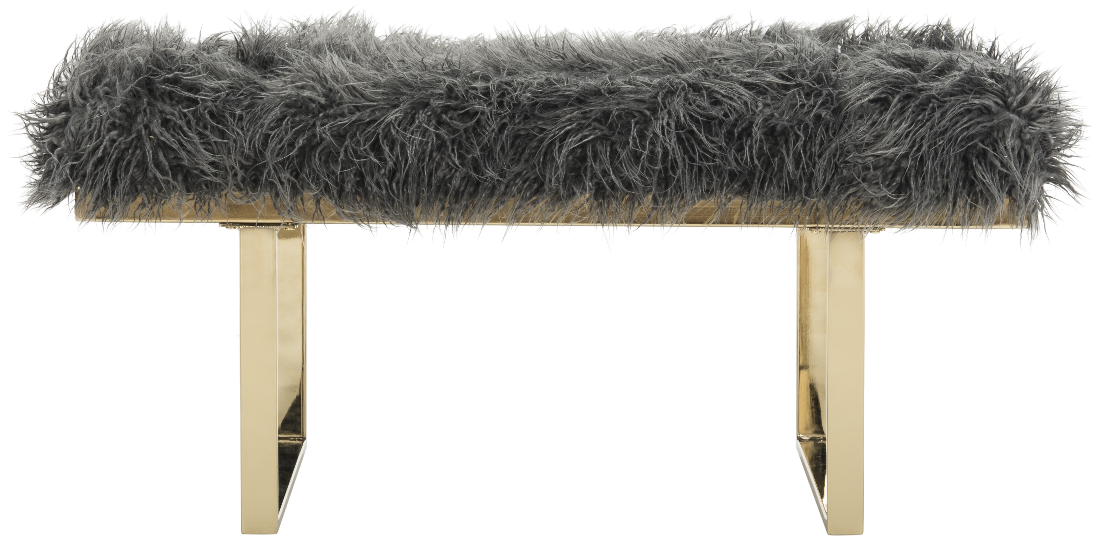 Maia Faux Sheepskin Bench - Grey - Safavieh - Image 4