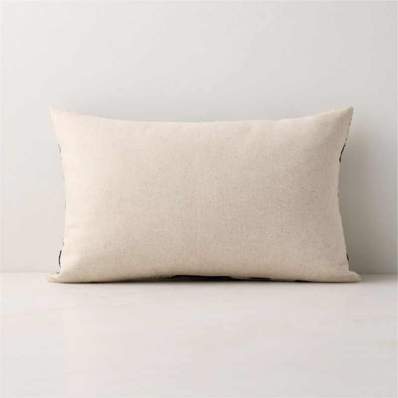 Ora Iced Blue and Black Turkish Silk Lumbar Pillow Cover 22"x15" - Image 1