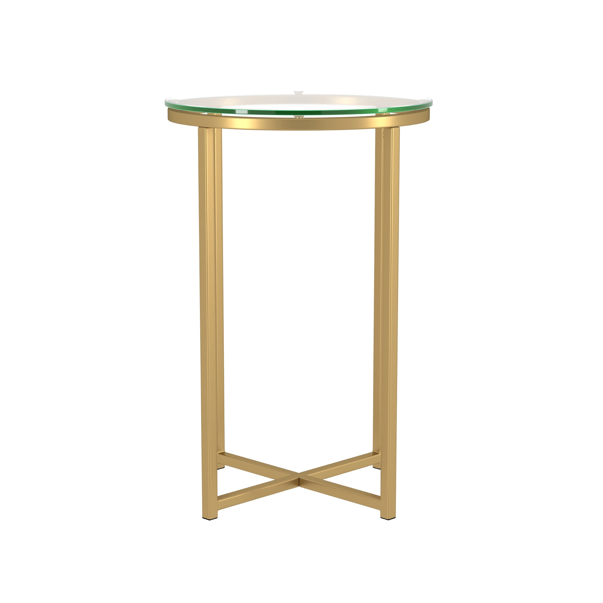 Alissa 16"Glam Round Side Table - Glass/Gold - Image 1