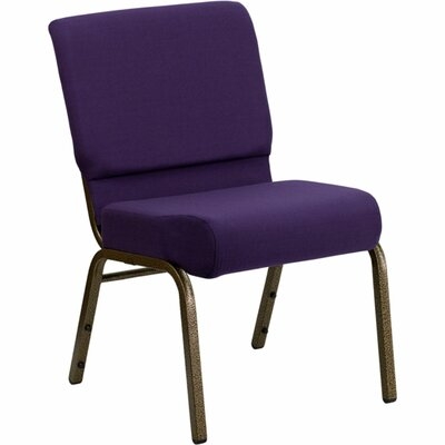 Offex 21" Extra Wide Royal Purple Fabric Stacking Church Chair With Gold Vein Frame And 4" Thick Seat - Image 0