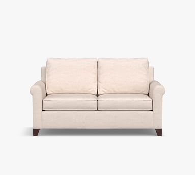 Cameron Roll Arm Upholstered Loveseat 63", Polyester Wrapped Cushions, Performance Heathered Basketweave Alabaster White - Image 3