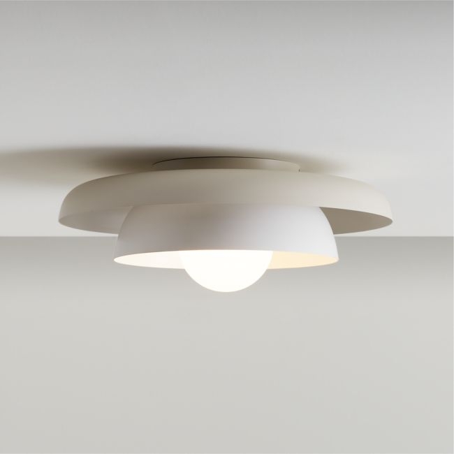 Nello White and Cream Metal Saucer 18" Kids Flush Mount Ceiling Light - Image 0