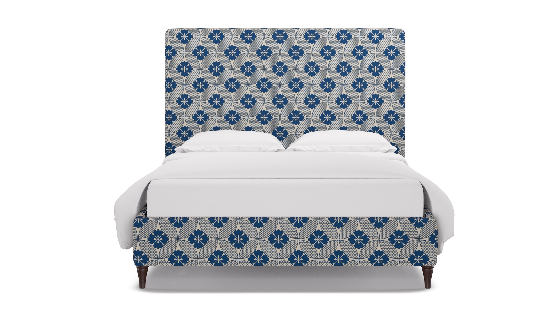 Classic Bed, Bright Navy Solaire, Espresso Decorative Tapered Leg, King - Image 0