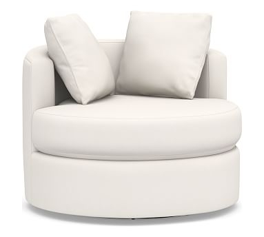 Balboa Upholstered Swivel Armchair, Polyester Wrapped Cushions, Performance Everydaylinen(TM) by Crypton(R) Home Ivory - Image 0