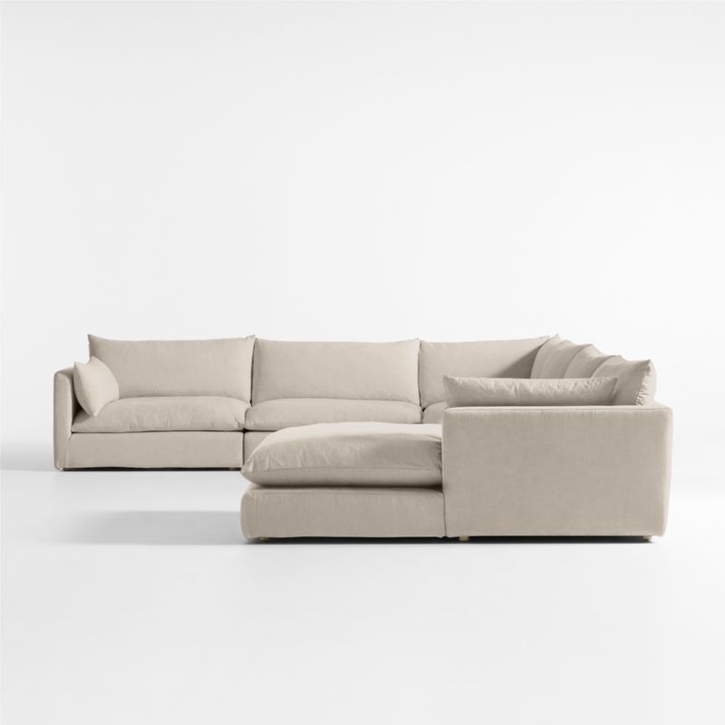 Unwind Modular 6-Piece L-Shaped Slipcovered Sectional Sofa with Chaise Lounge - Image 3