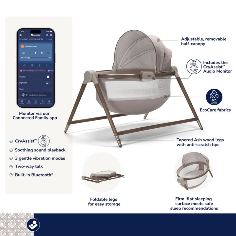 Maxi-Cosi ® Sibia Natural Heritage Baby Bassinet with CryAssist ™ - Image 6