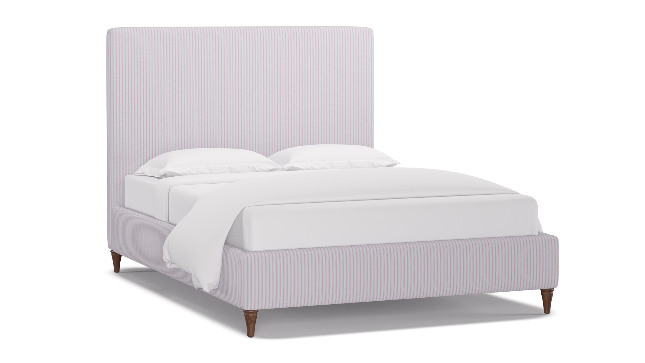 Classic Bed, Pink Classic Ticking Stripe, Walnut Decorative Tapered Leg, Queen - Image 1