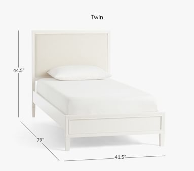 Parker Upholstered Bed, Twin, Simply White, Belgian Linen Natural, UPS - Image 1