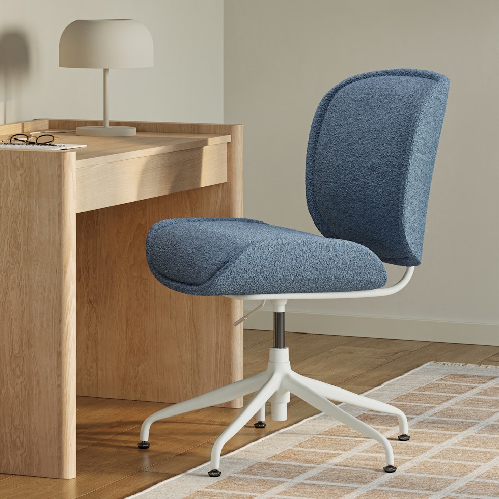 Rya Office Chair - Light Blue Wool Bouclé - Image 0