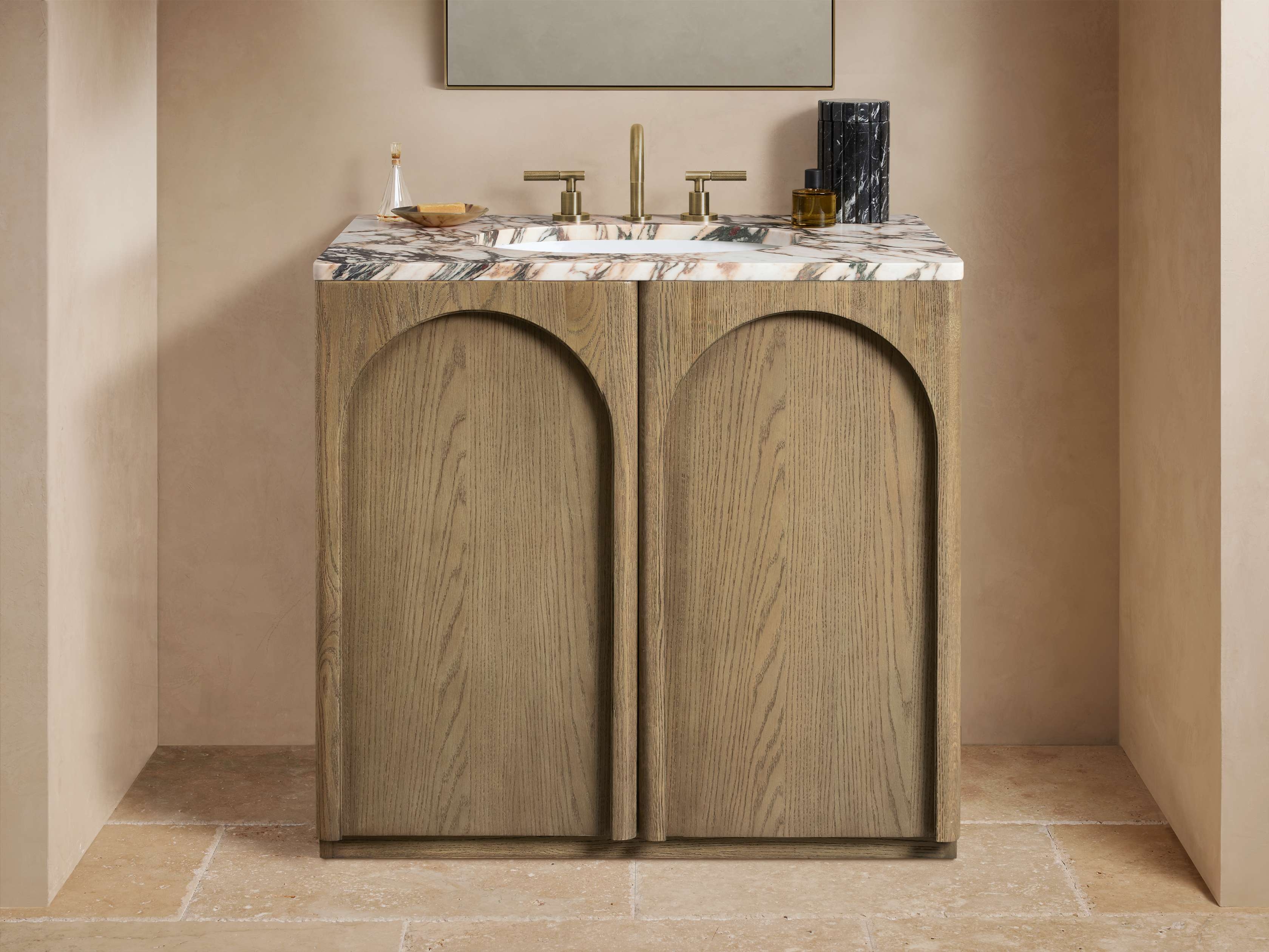 Provo Single Vanity in Wood Natural  Calacatta Viola/Fawn - Image 0