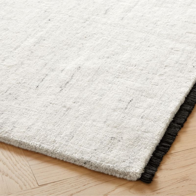 Henry Handloomed Black and White Wool Area Rug 5'x8' - Image 1